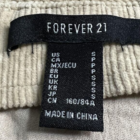 Forever 21 Crop Top Womens Small Tan Sage Corduroy Button Front Back Zip Lot 2 - Picture 5 of 12